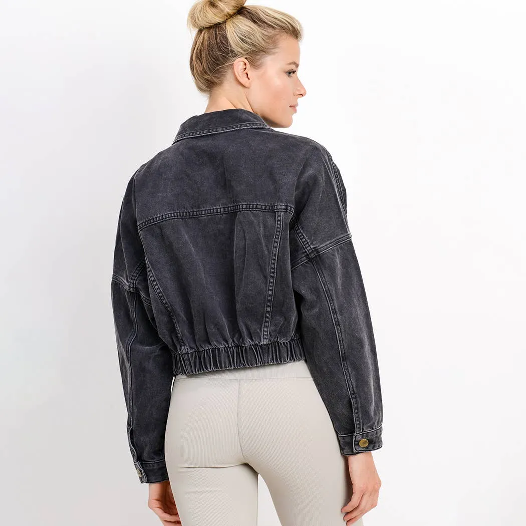 Mono B Raw & Ribbed Crop Denim Jacket