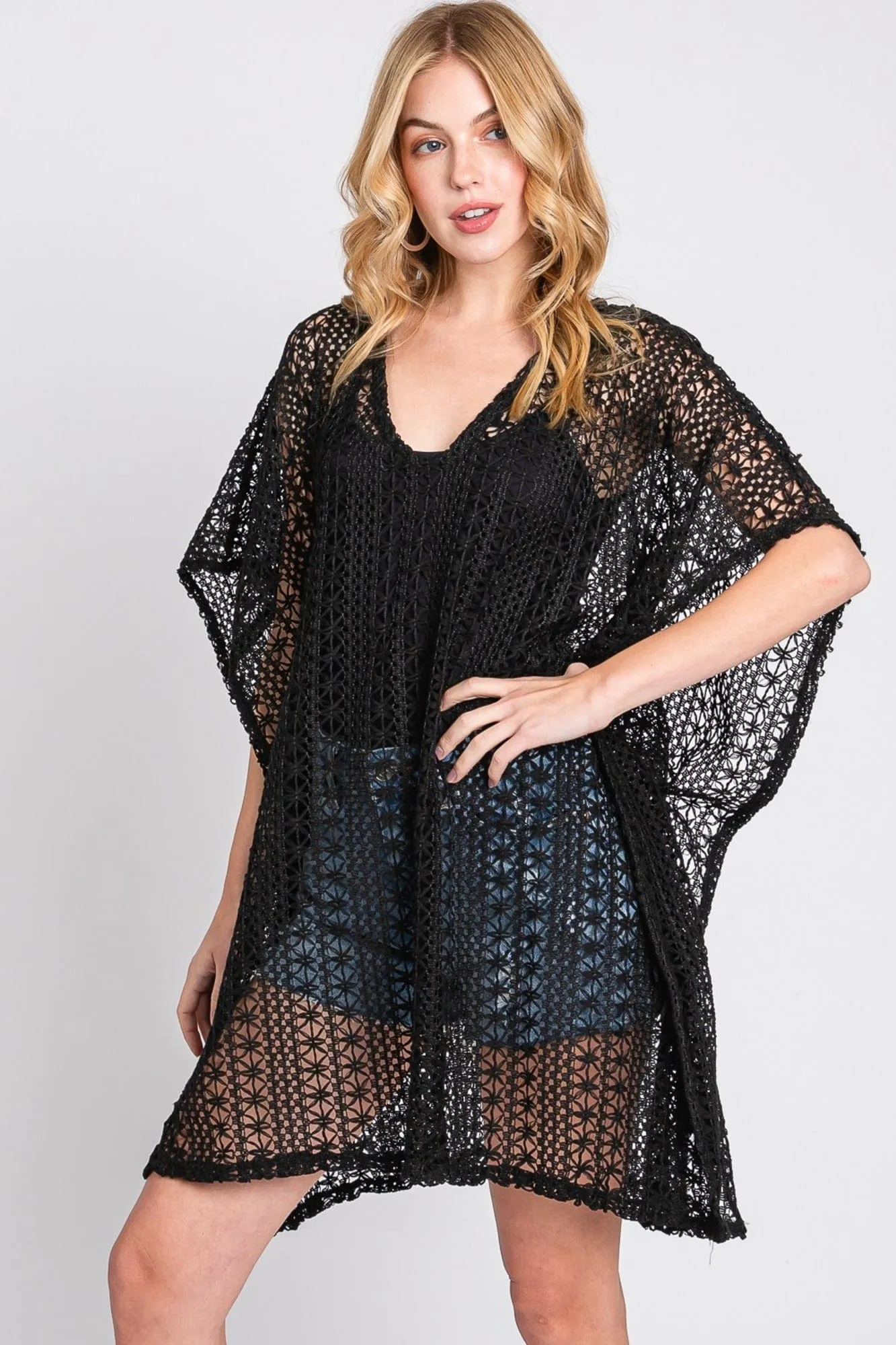 MS0342 Mia Crochet Cover Up Poncho