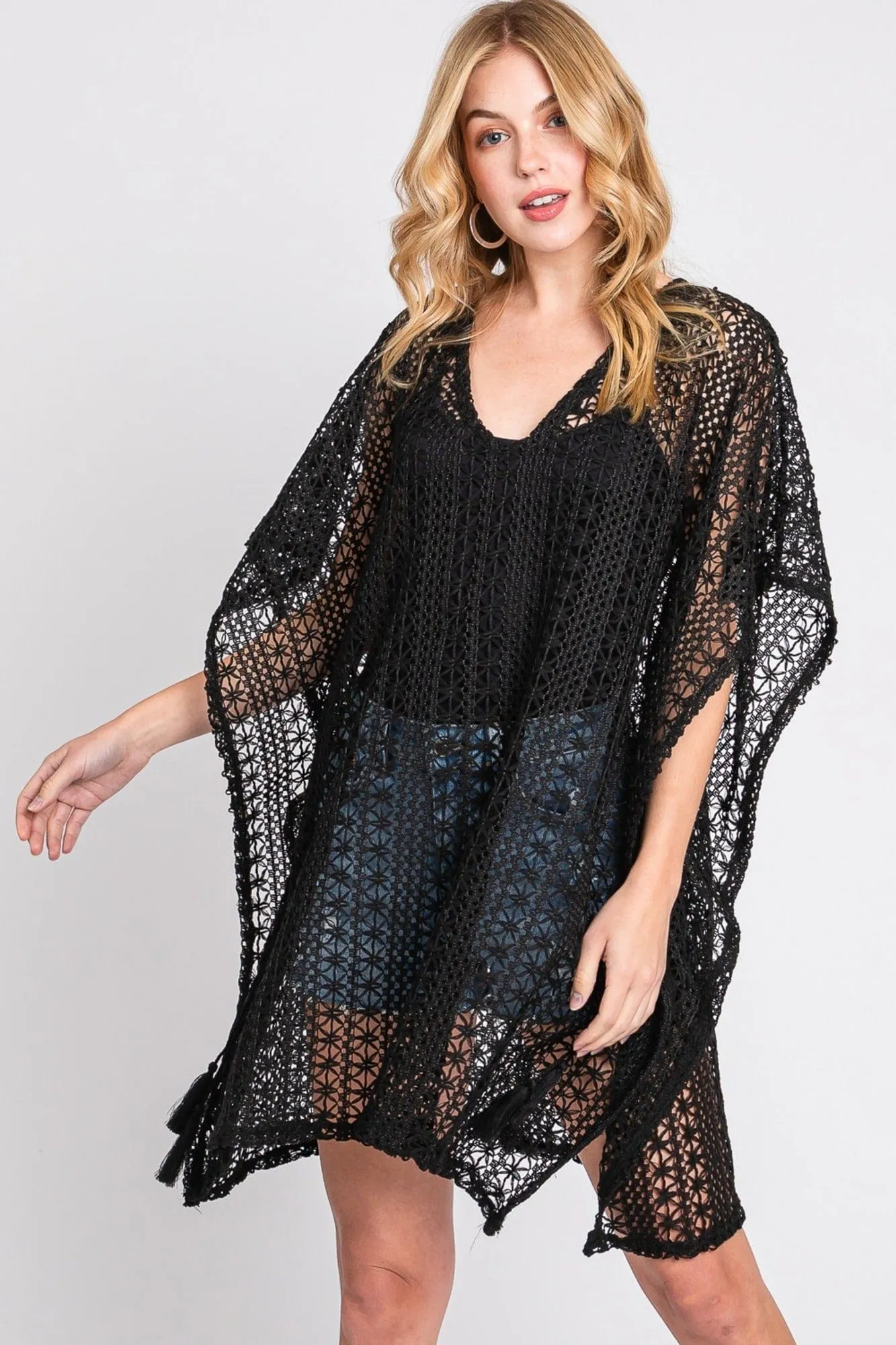 MS0342 Mia Crochet Cover Up Poncho