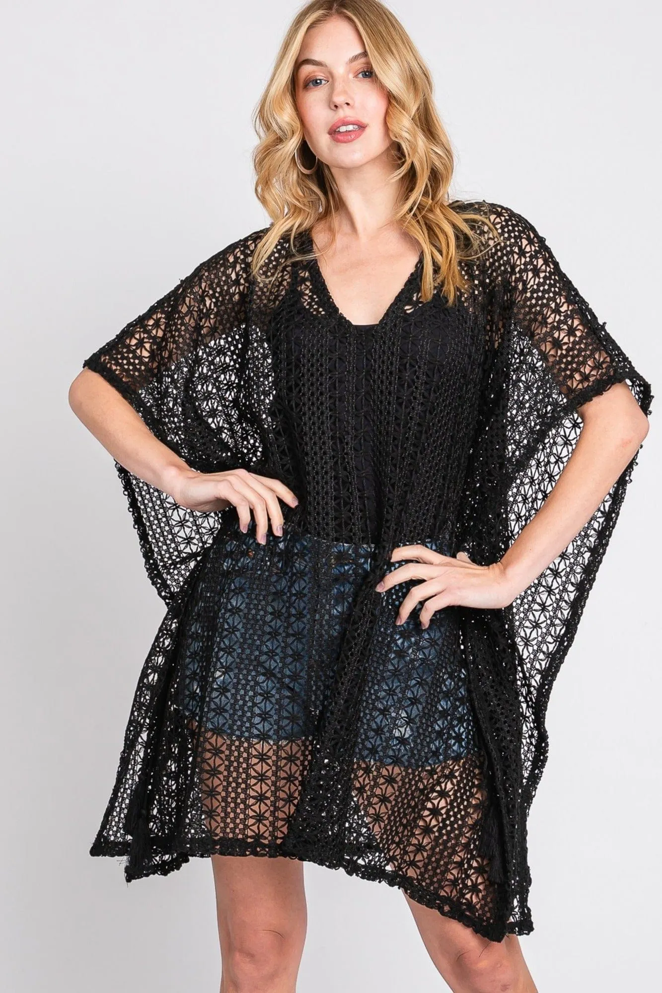 MS0342 Mia Crochet Cover Up Poncho