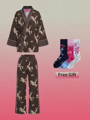 MUKZIN Cizhou Kiln Chinese Traditional Circus Pajama Set Socks