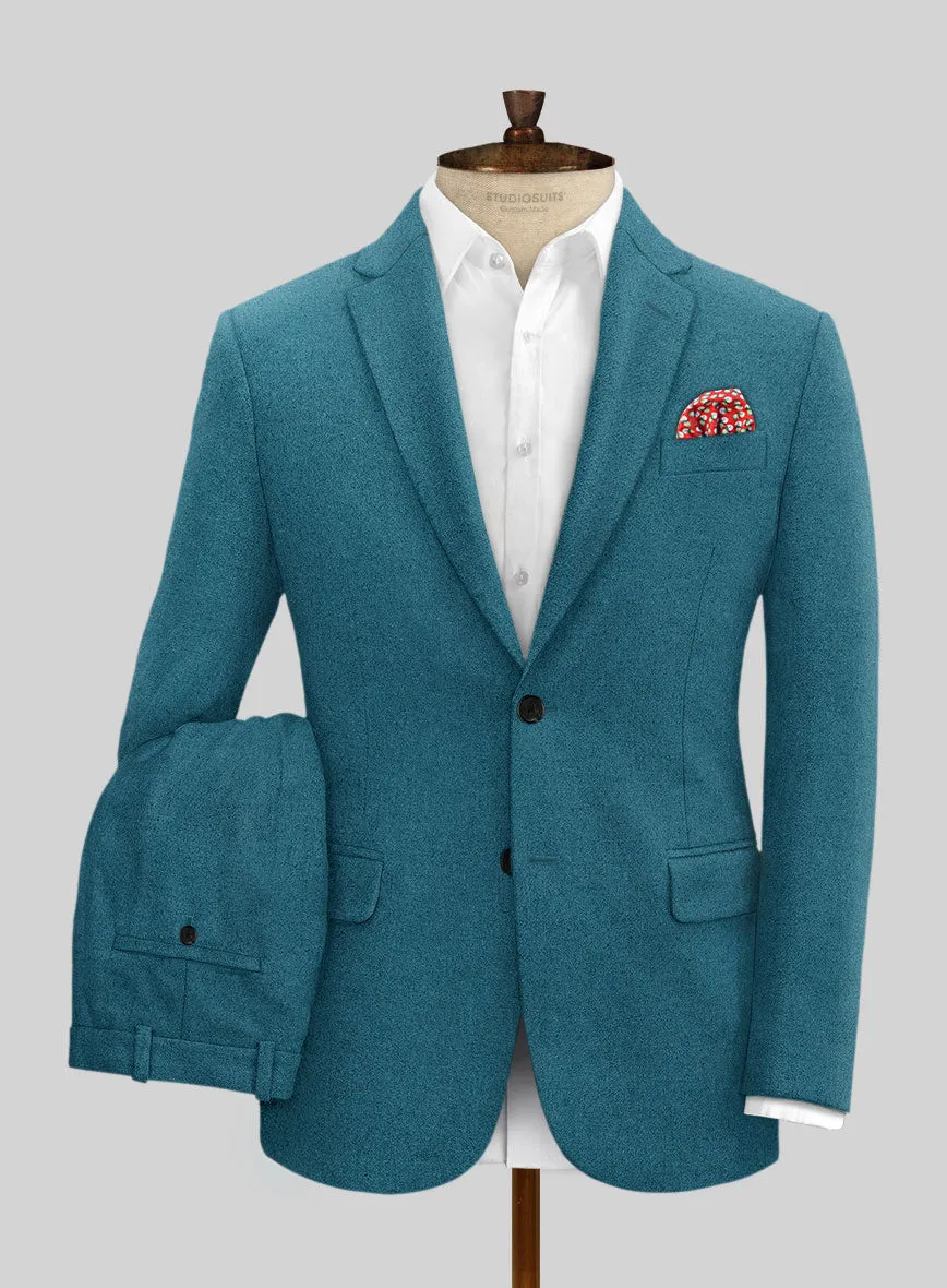 Naples Teal Blue Tweed Suit