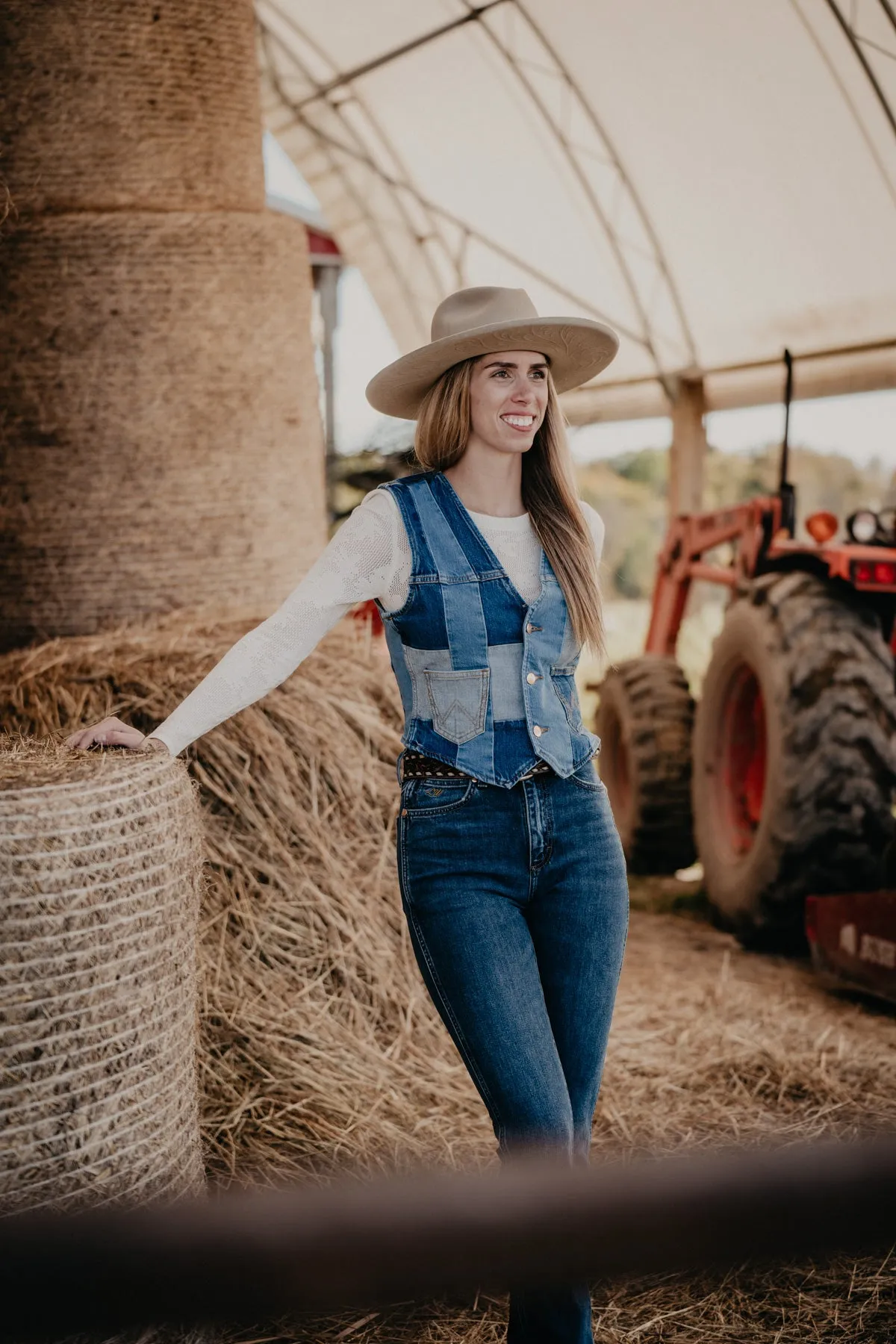 'Neon Diamonds' Wrangler x Lainey Patchwork Denim Vest (XS-XL)