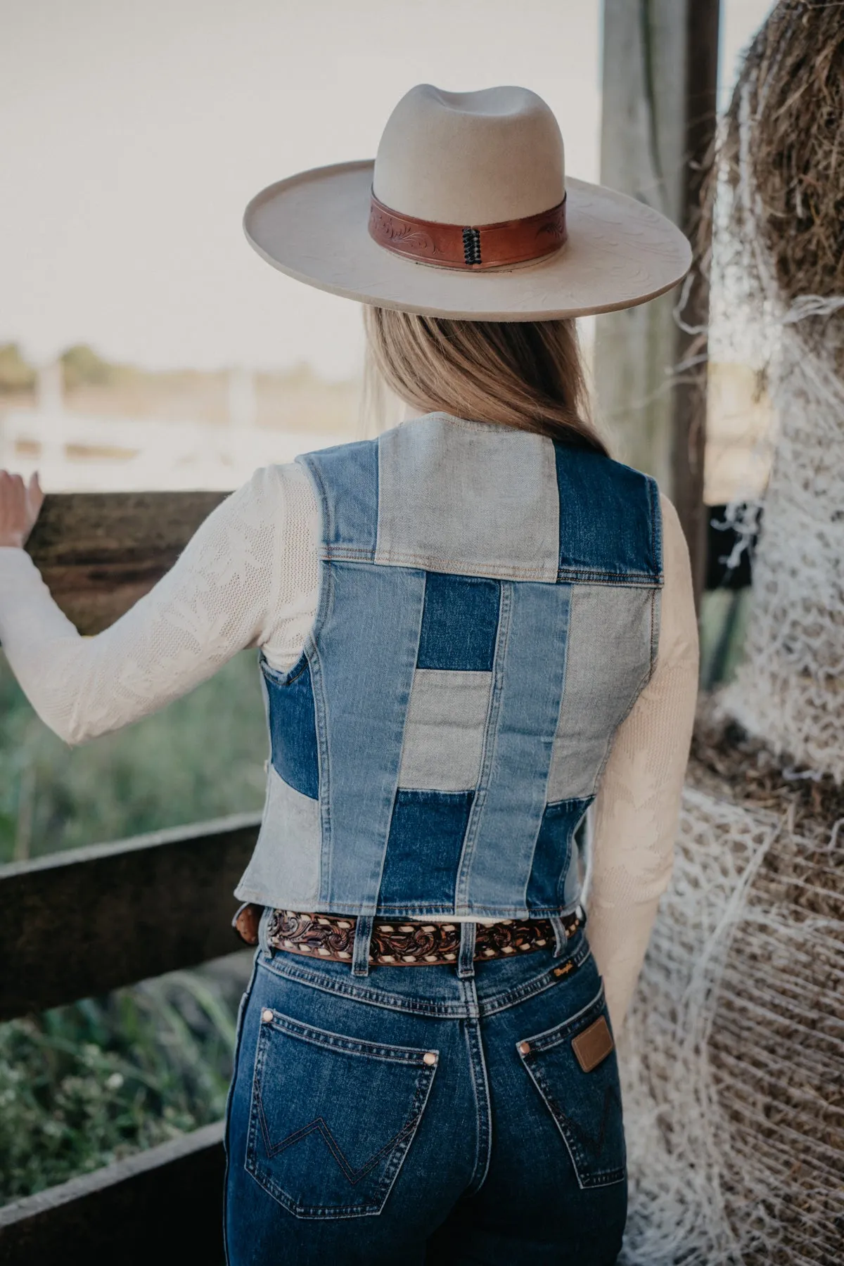 'Neon Diamonds' Wrangler x Lainey Patchwork Denim Vest (XS-XL)