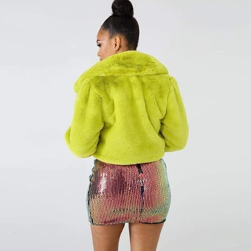 Neon Fluorescent Warm Cropped Winter Jacket