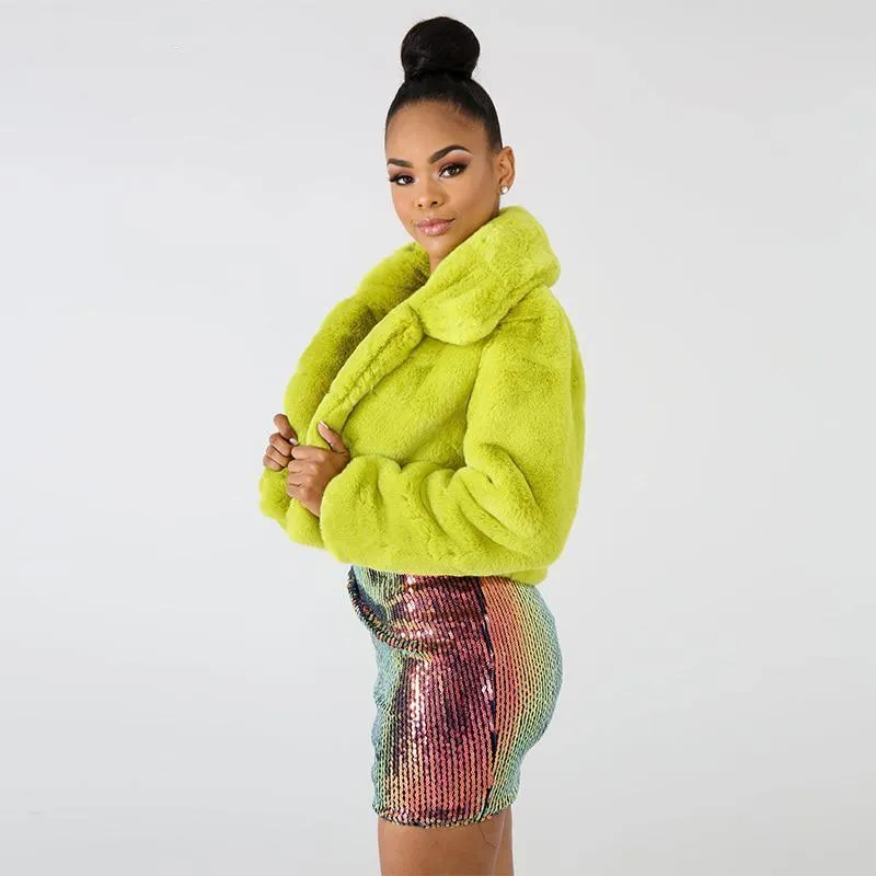 Neon Fluorescent Warm Cropped Winter Jacket