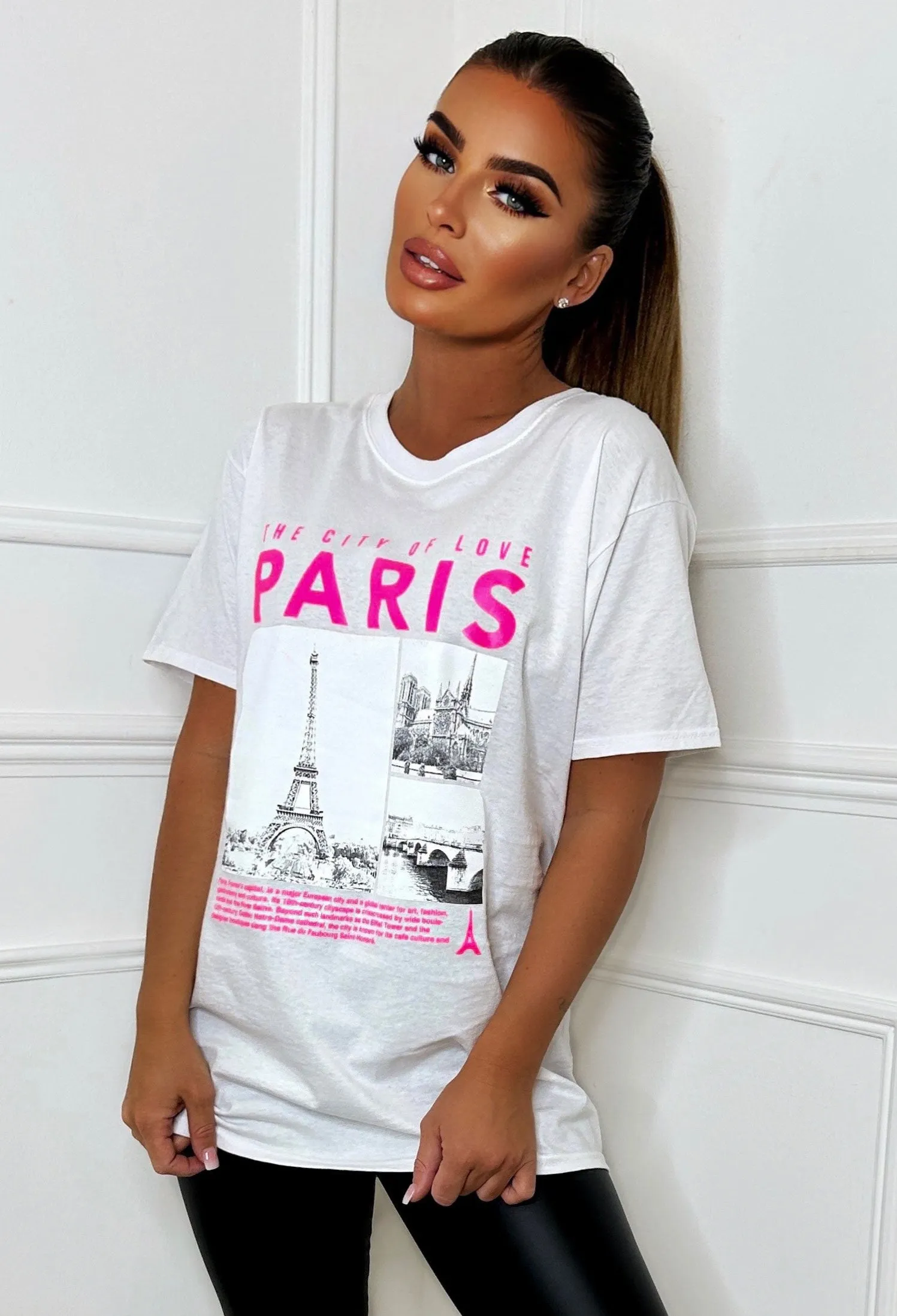 Off To Paris White Slogan T-Shirt