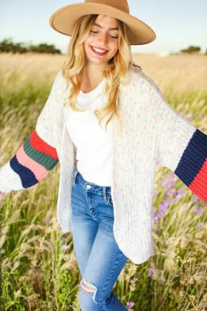 Open Front Color Block Oversized Cardigan