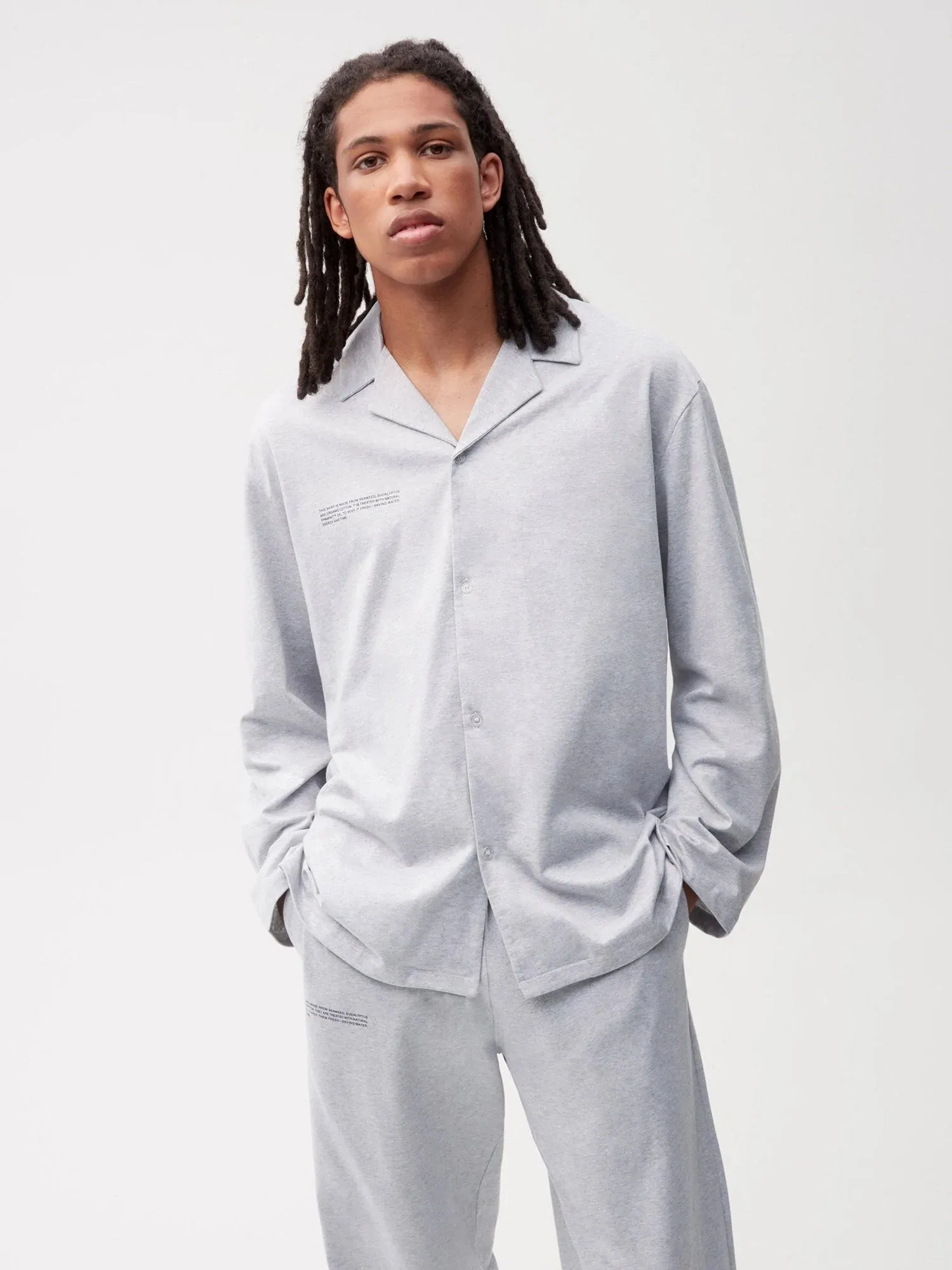 Organic Cotton Pajama Shirt with C-FIBER™—grey marl