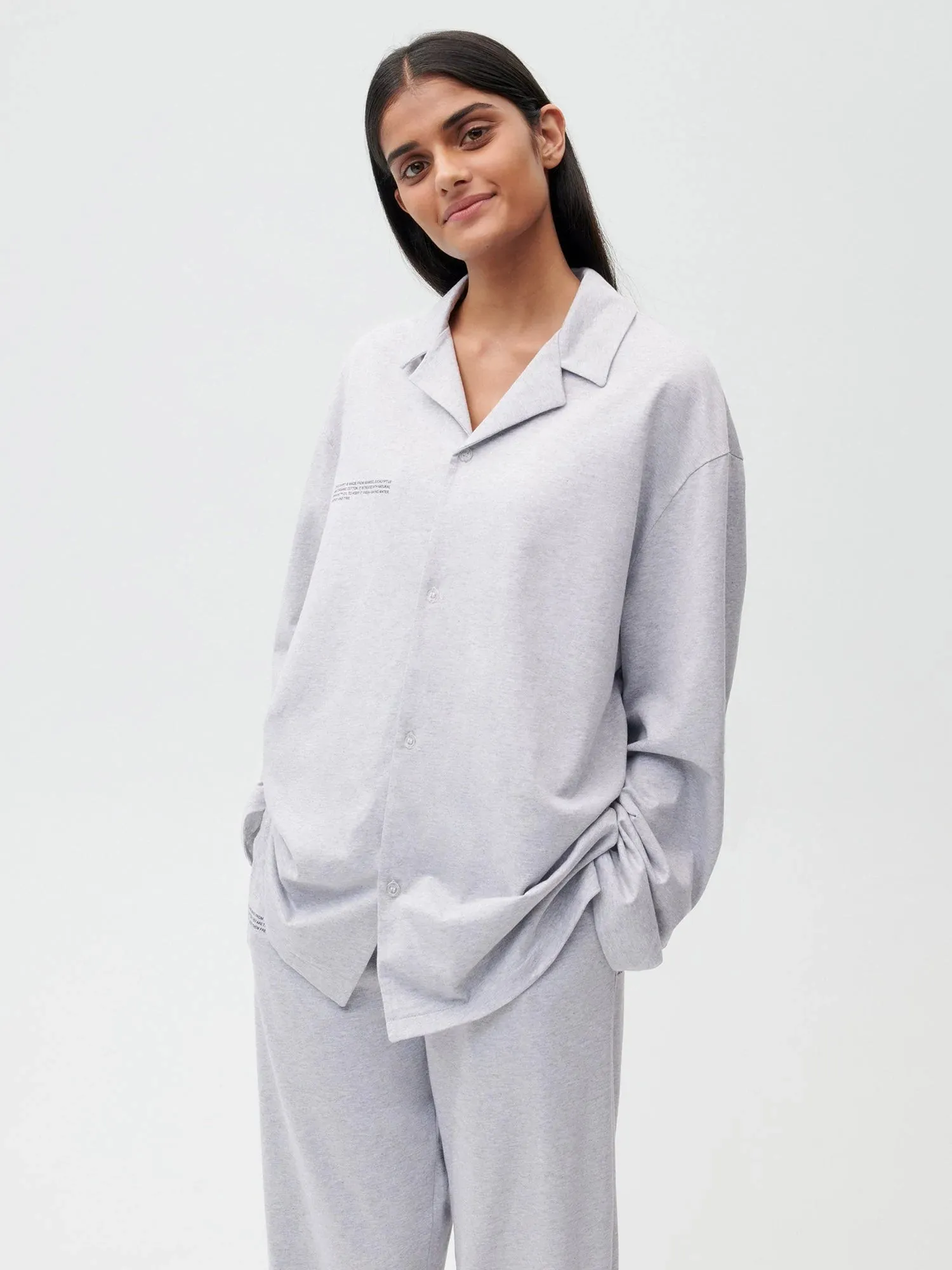 Organic Cotton Pajama Shirt with C-FIBER™—grey marl