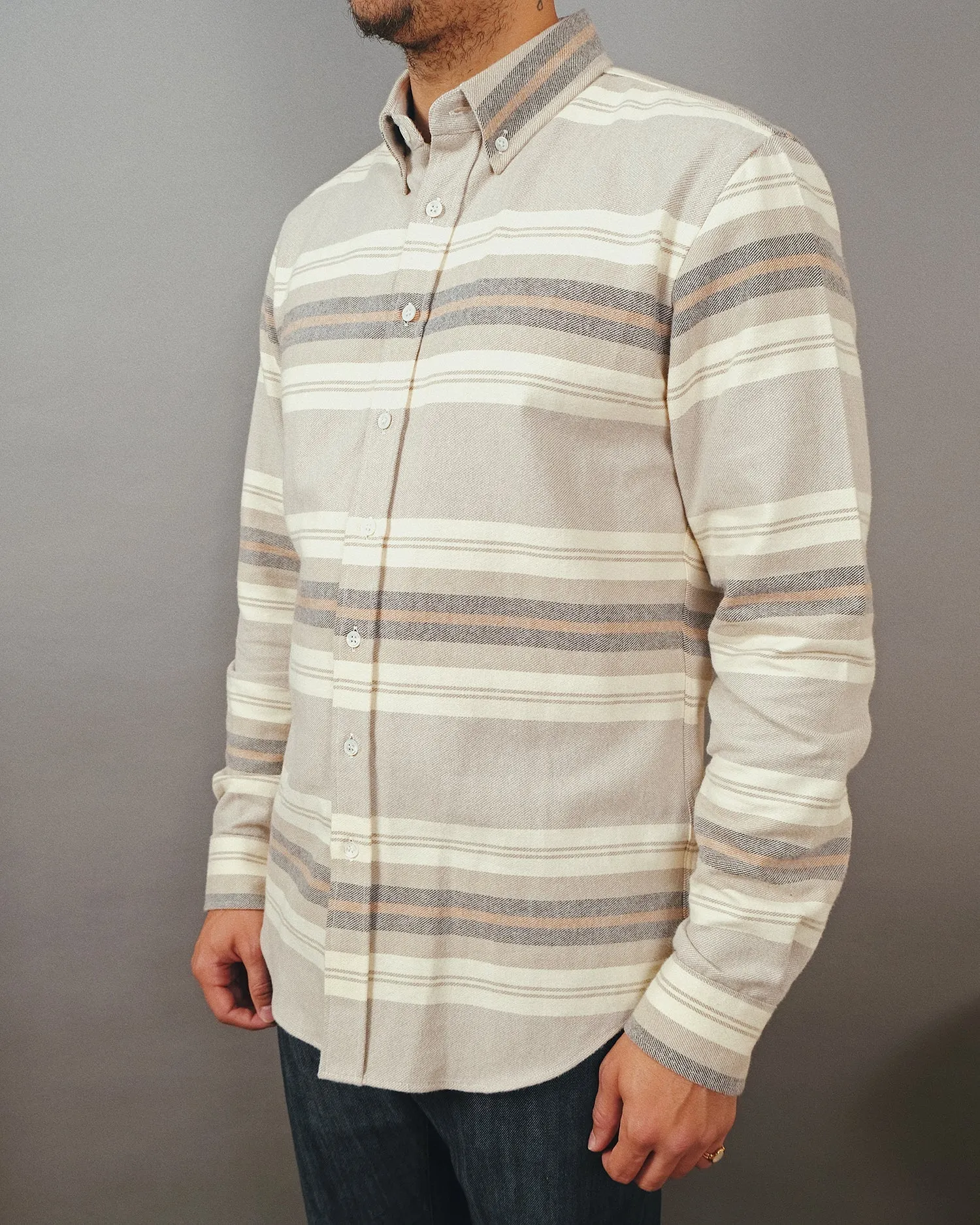 Outclass Shirt Stripe Blanket Flannel Natural