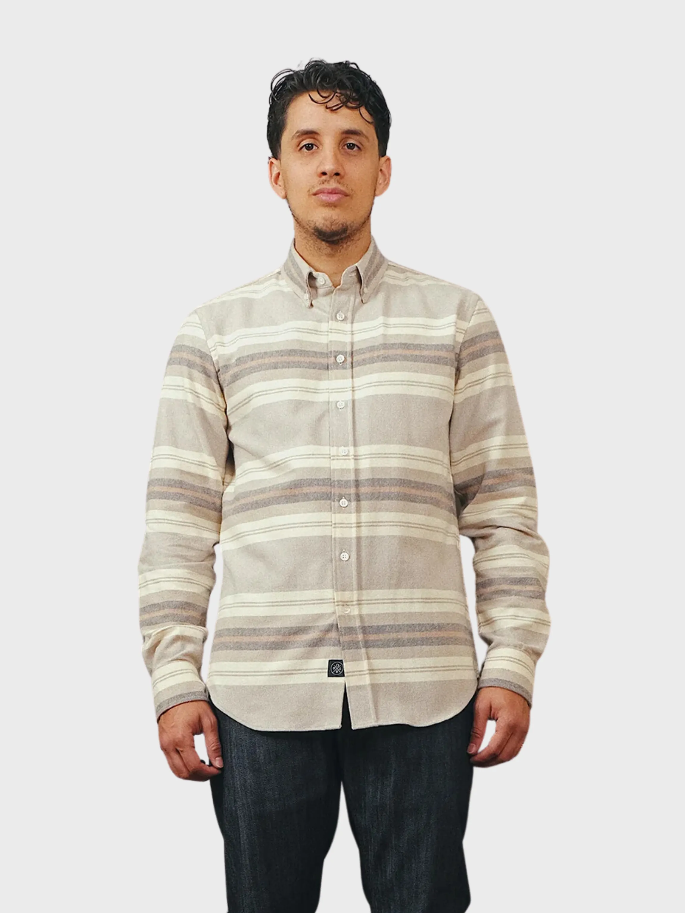 Outclass Shirt Stripe Blanket Flannel Natural