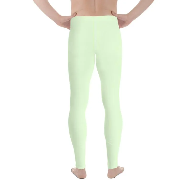 Pastel Mint Green Color Meggings, Compression Casual Tights Men's Leggings -Made in USA/EU