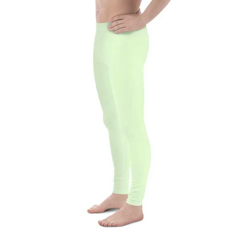 Pastel Mint Green Color Meggings, Compression Casual Tights Men's Leggings -Made in USA/EU