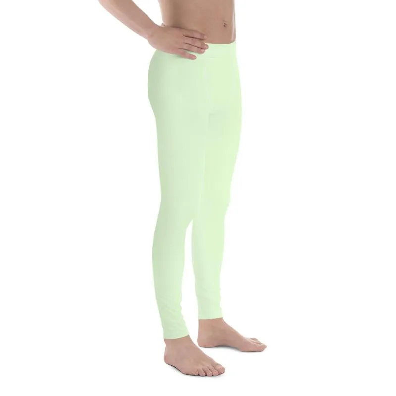 Pastel Mint Green Color Meggings, Compression Casual Tights Men's Leggings -Made in USA/EU