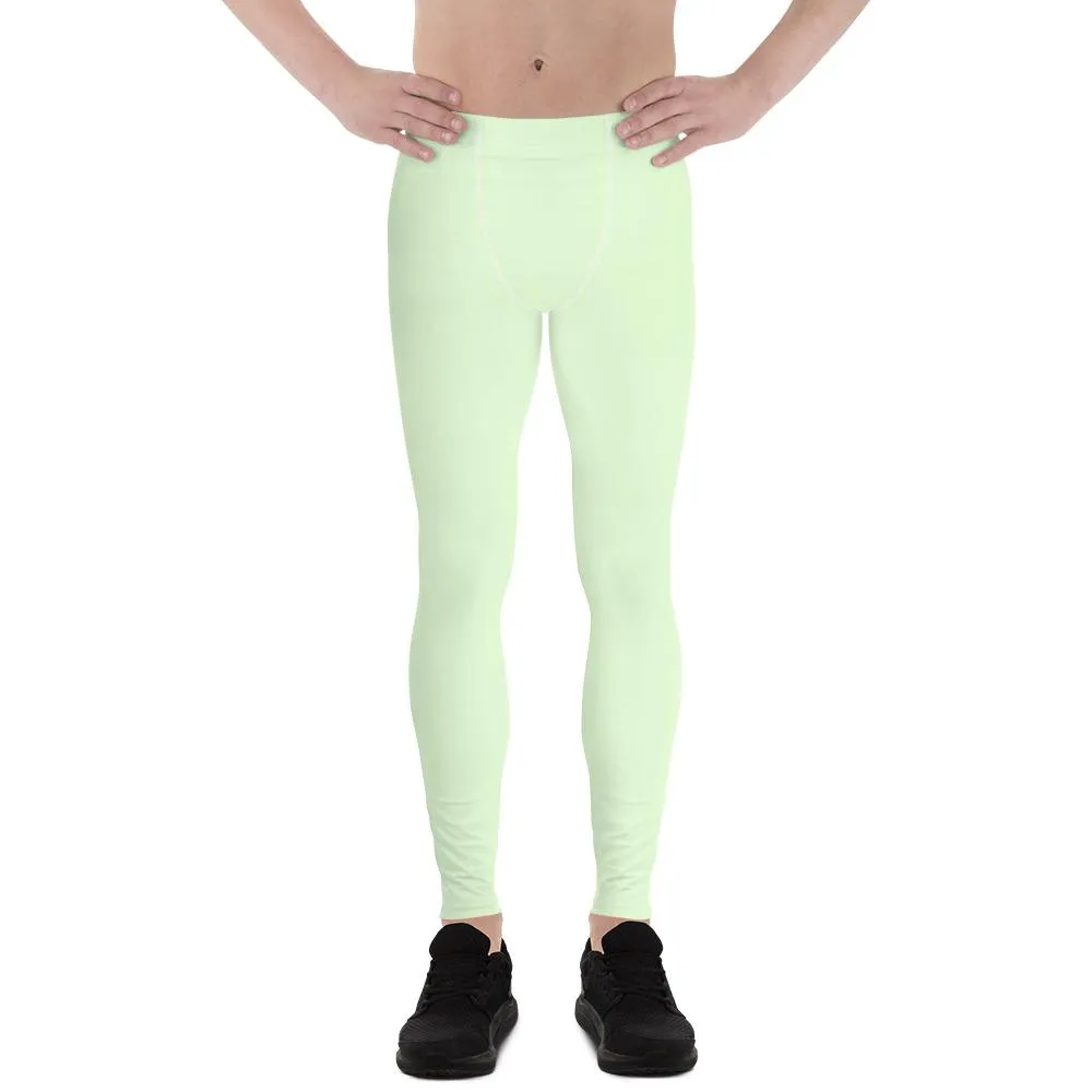 Pastel Mint Green Color Meggings, Compression Casual Tights Men's Leggings -Made in USA/EU