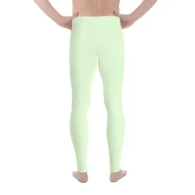 Pastel Mint Green Color Meggings, Compression Casual Tights Men's Leggings -Made in USA/EU