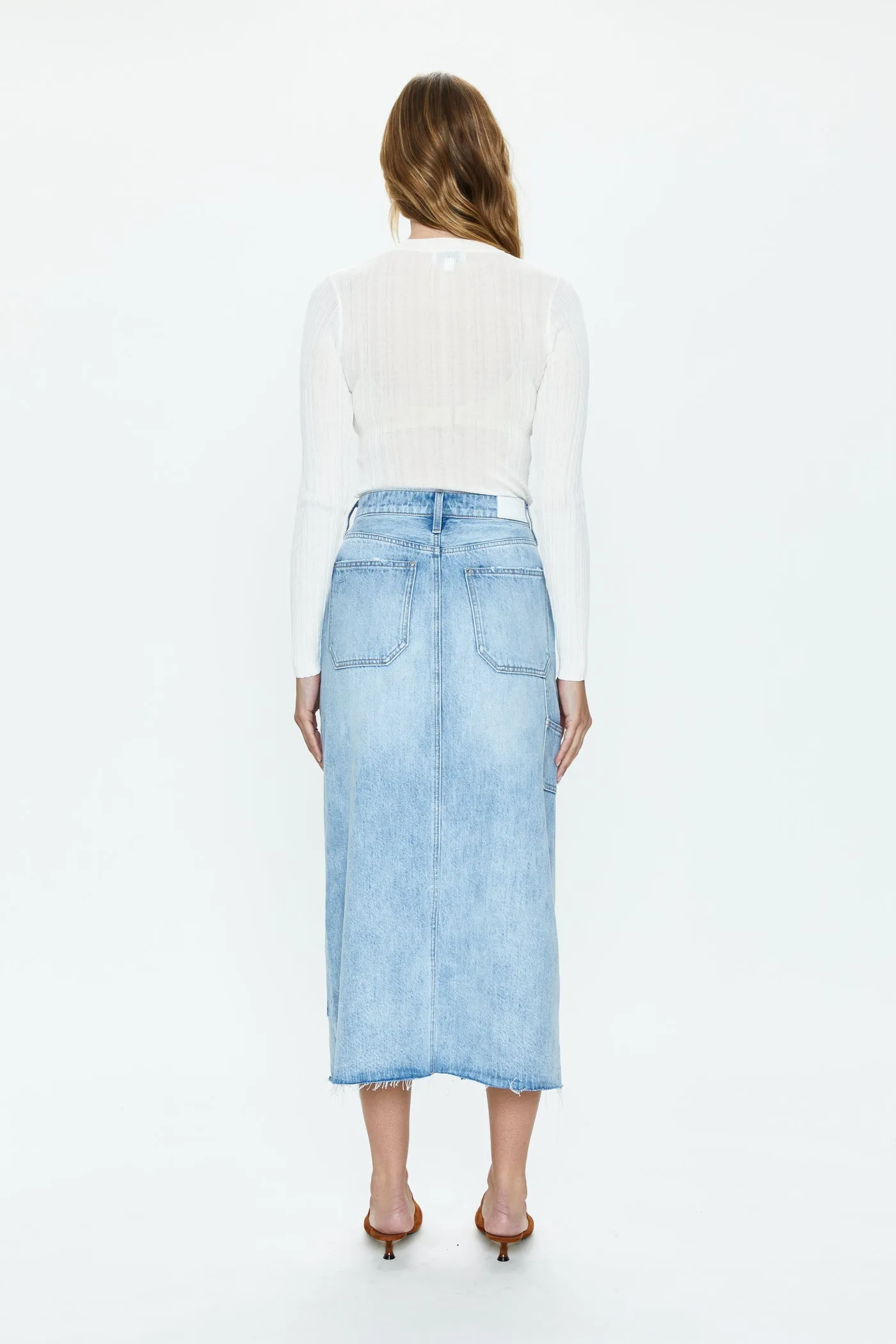 Pistola Alice Workwear High Rise Midi Skirt in Coastal