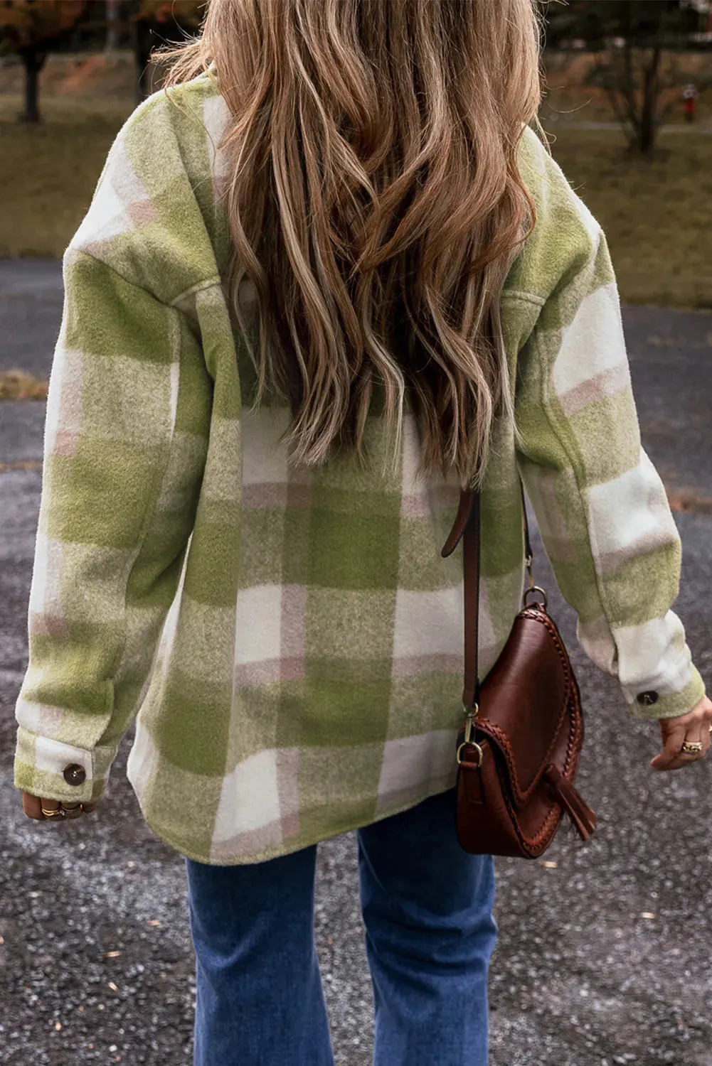 Plaid Button Up Long Sleeve Jacket Shacket