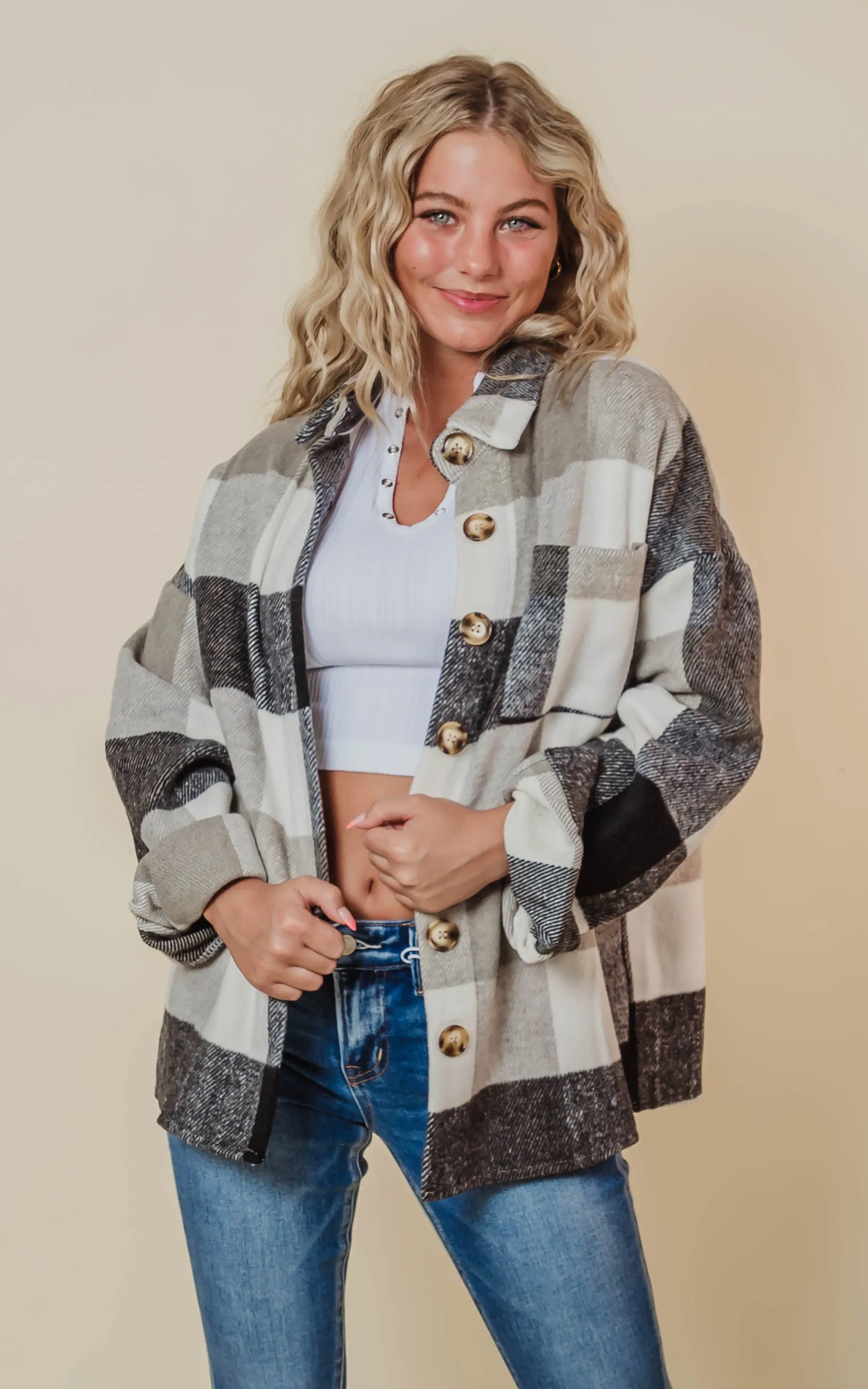 Plaid Button Up Shacket - Final Sale