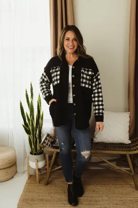 Plaid Contrast Shacket