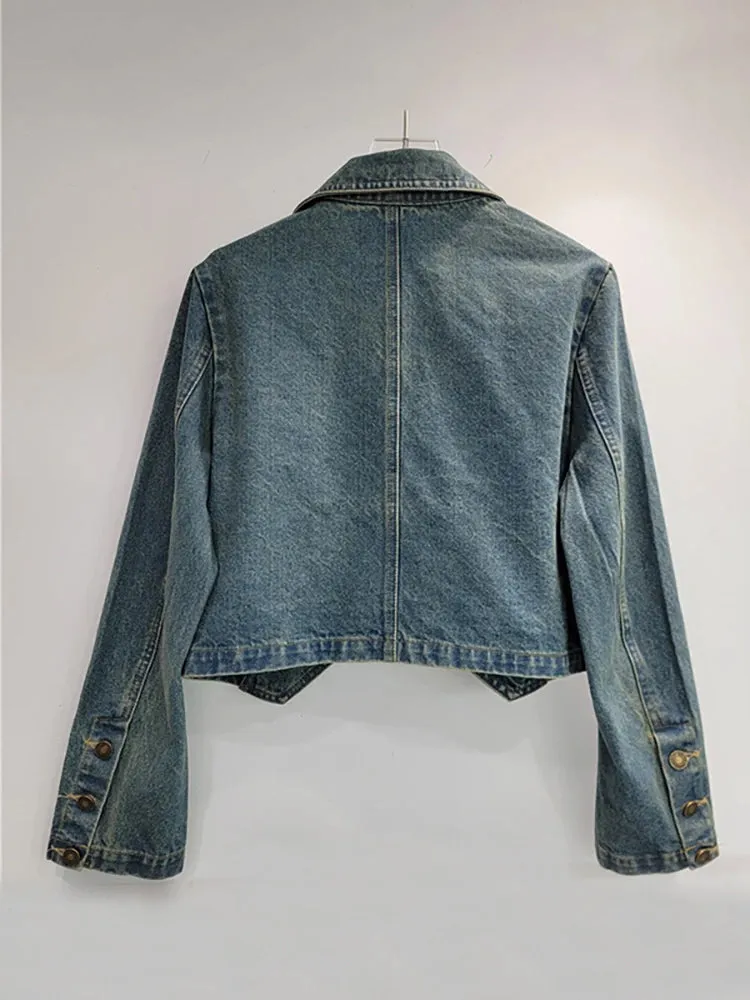 Pre Order: Embroidered Diamond Tassel Short Denim Jacket