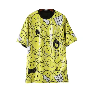 Pre Order:  Emoticons Short Sleeves Sequined T-Shirt