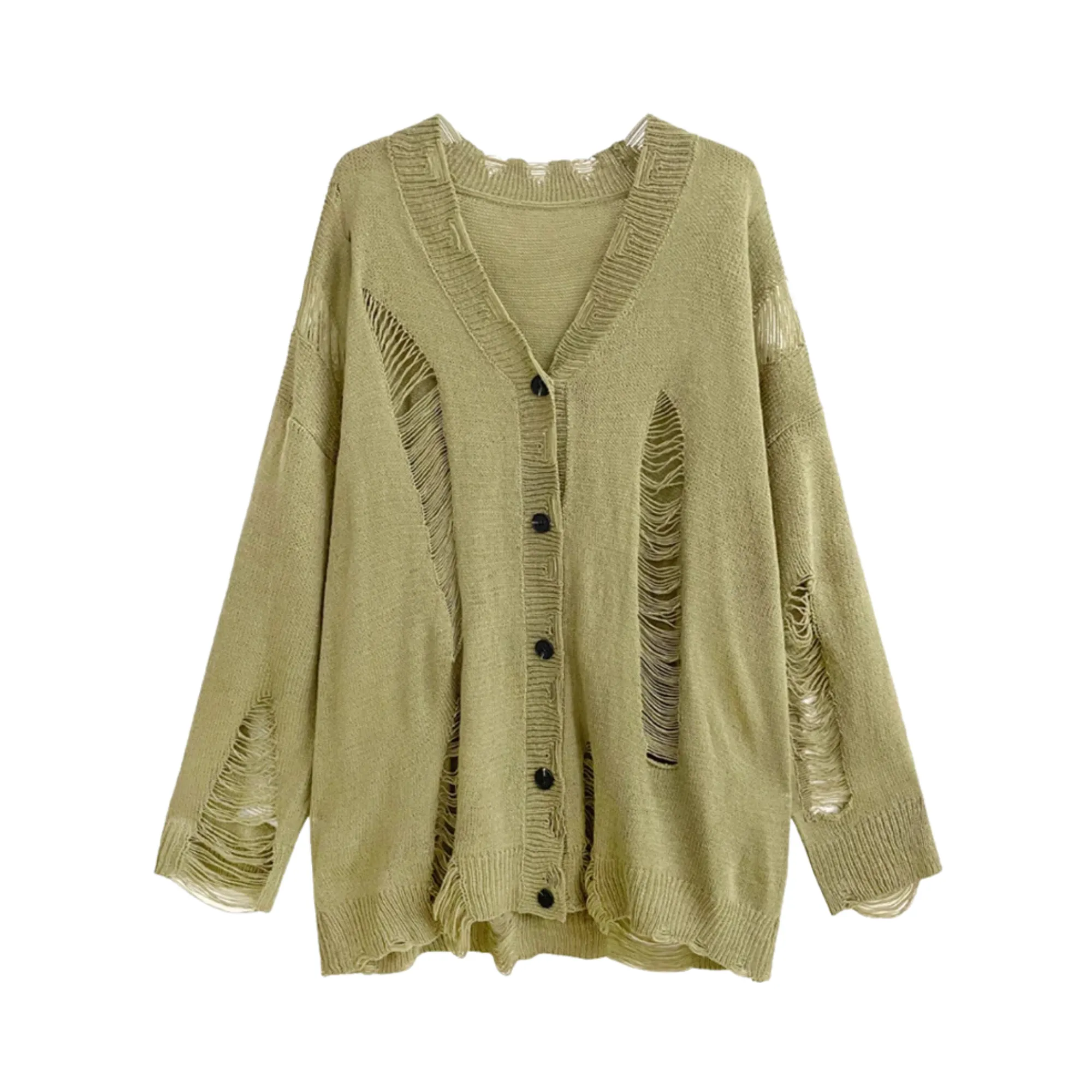 Pre Order:  Extreme Distressed Loose Knit Cardigan