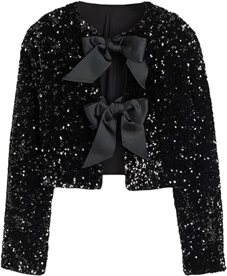 Pre Order:  Front Tie Sequined Jacket