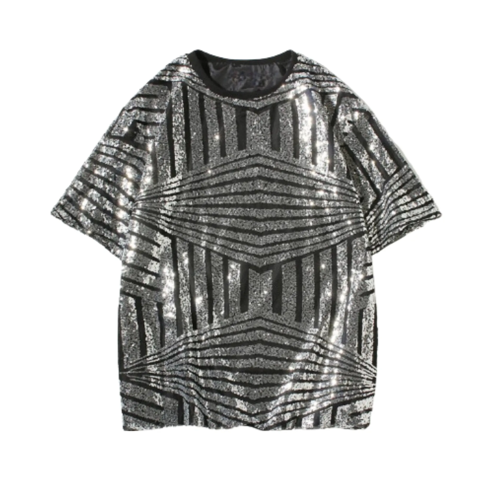 Pre Order:  Geometric Sequined Loose Fit T-Shirt