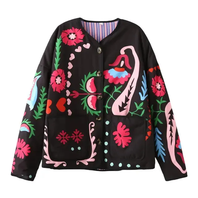 Pre Order:  Padded Floral Print Vintage Jacket