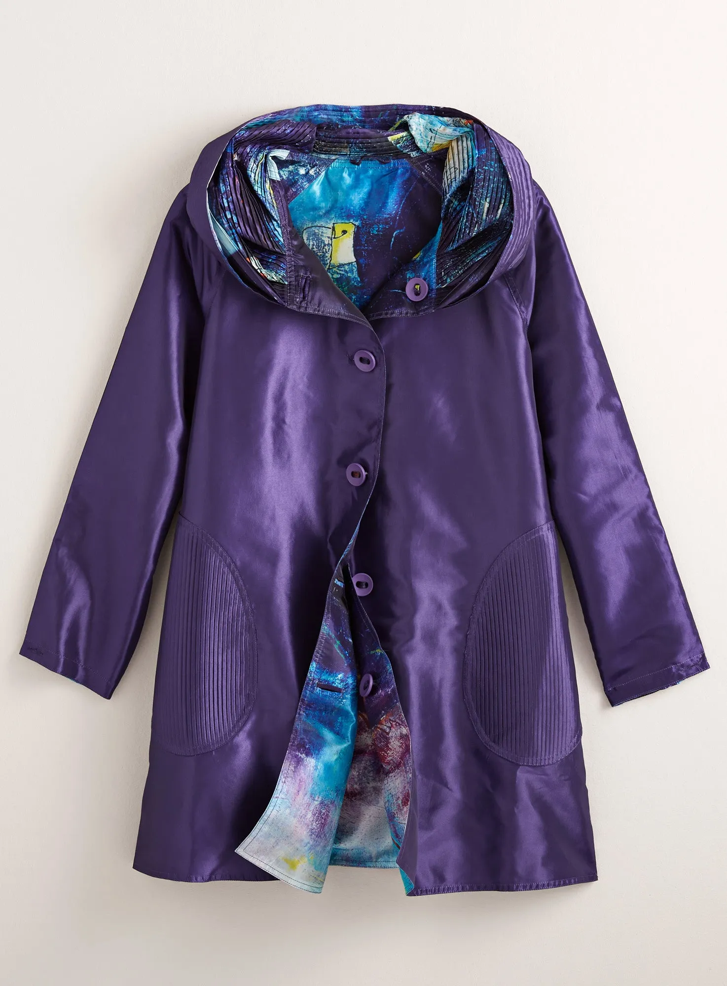 Purple Rain Reversible Pleated Raincoat