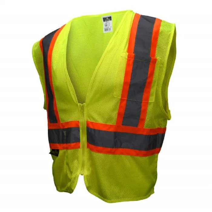 Radians SV22-2ZGM Economy Type R Class 2, Two-Tone Trim Safety Vest, Hi-Vis Green, 1 Each