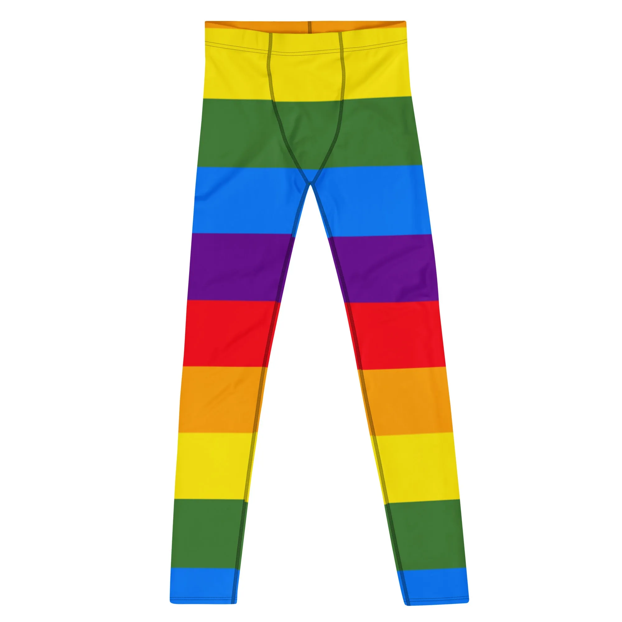 Rainbow Stripes Flag Meggings, Best Gay Pride Best Men's Leggings Pride Outfits-Made in USA/EU/MX