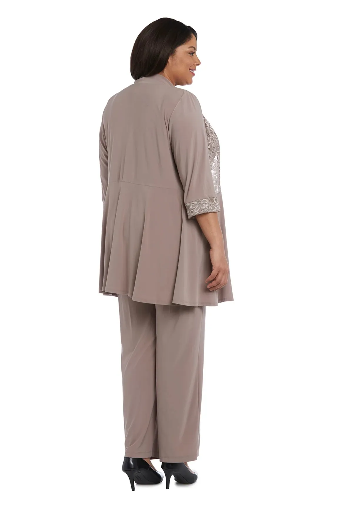 R&M Richards Plus size Women's Lace ITY 2 Piece Pant Suit - Mother of the bride outfit