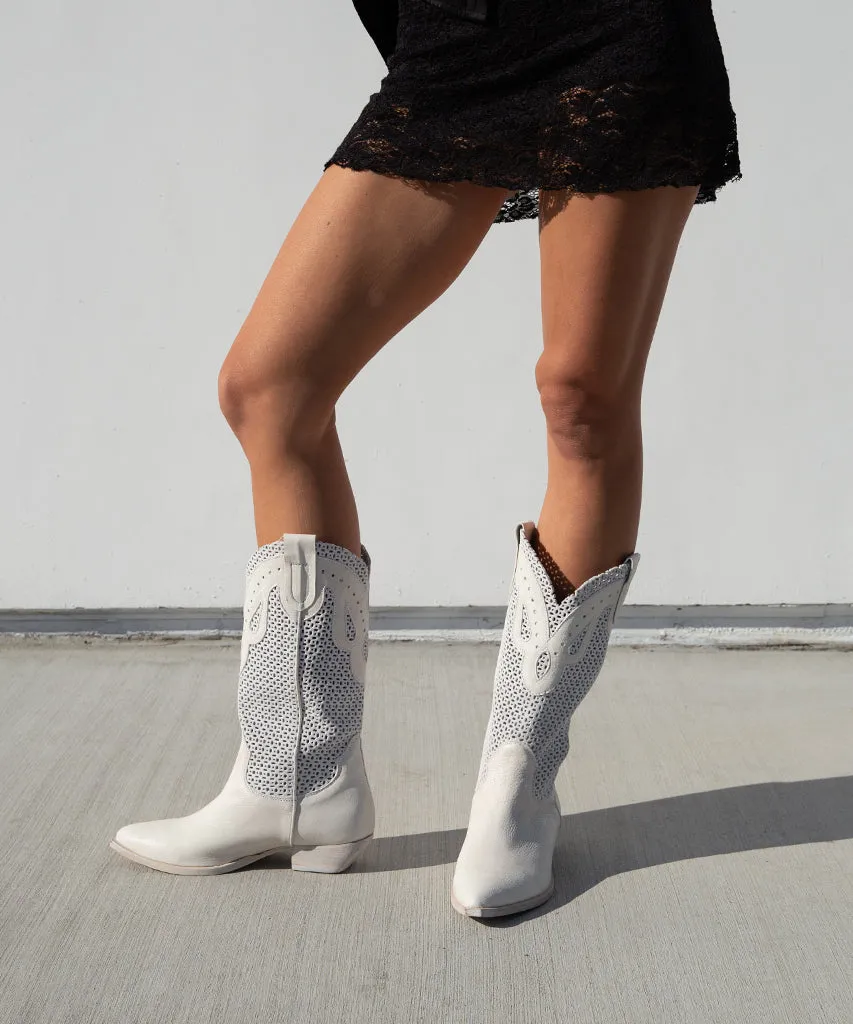 RANCH BOOTS IVORY LEATHER