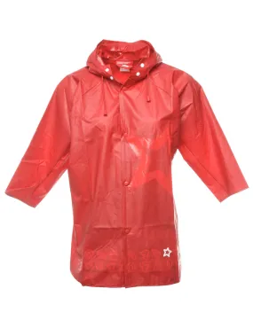 Red Hooded Raincoat - L