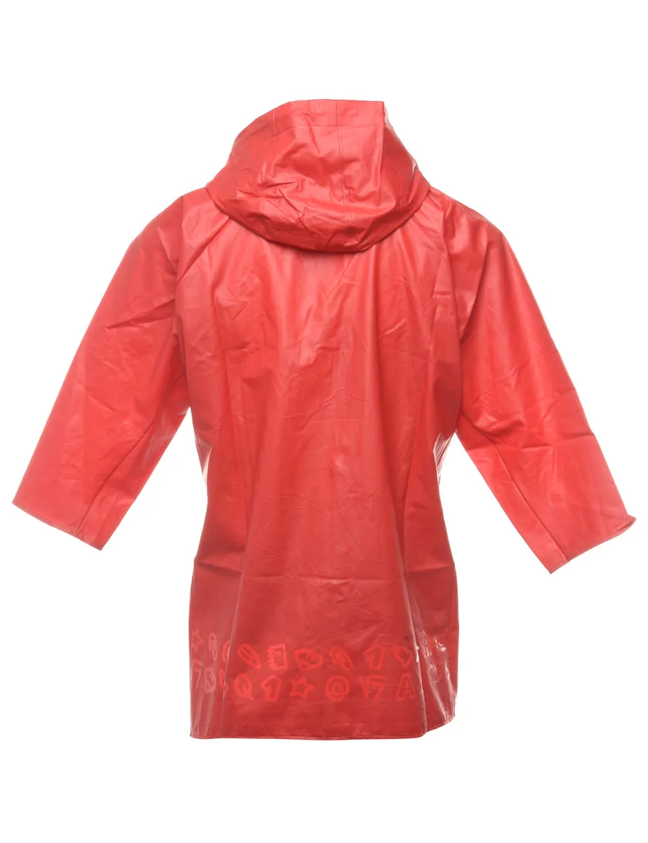 Red Hooded Raincoat - L