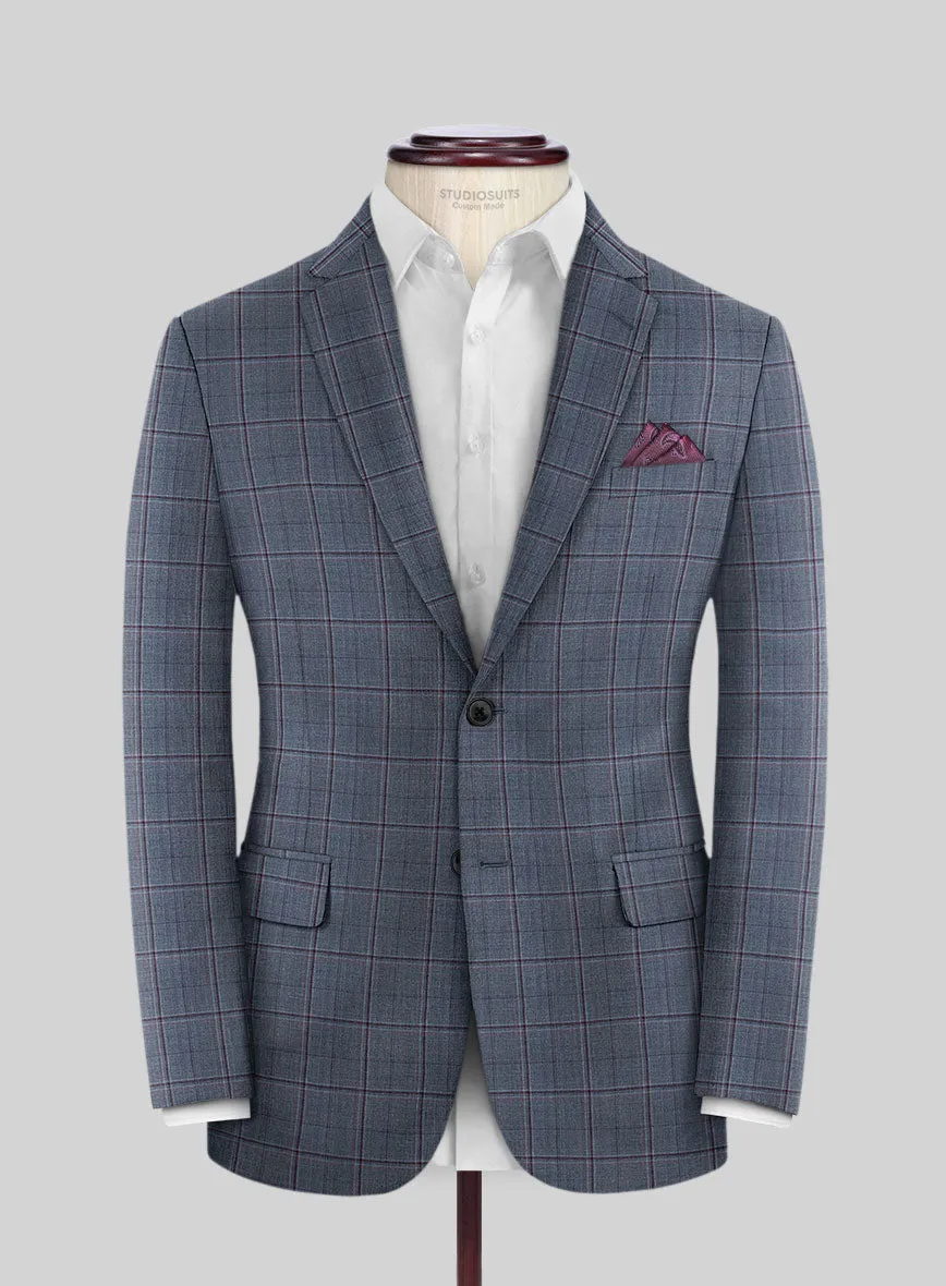 Reda Tropical Blue Checks Wool Jacket