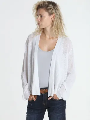 Ribbed Relax Cardigan - White