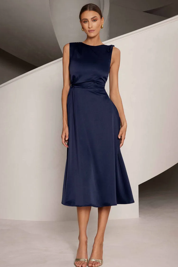 Ronan Midi Dress in Midnight Blue