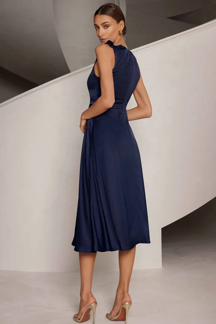 Ronan Midi Dress in Midnight Blue