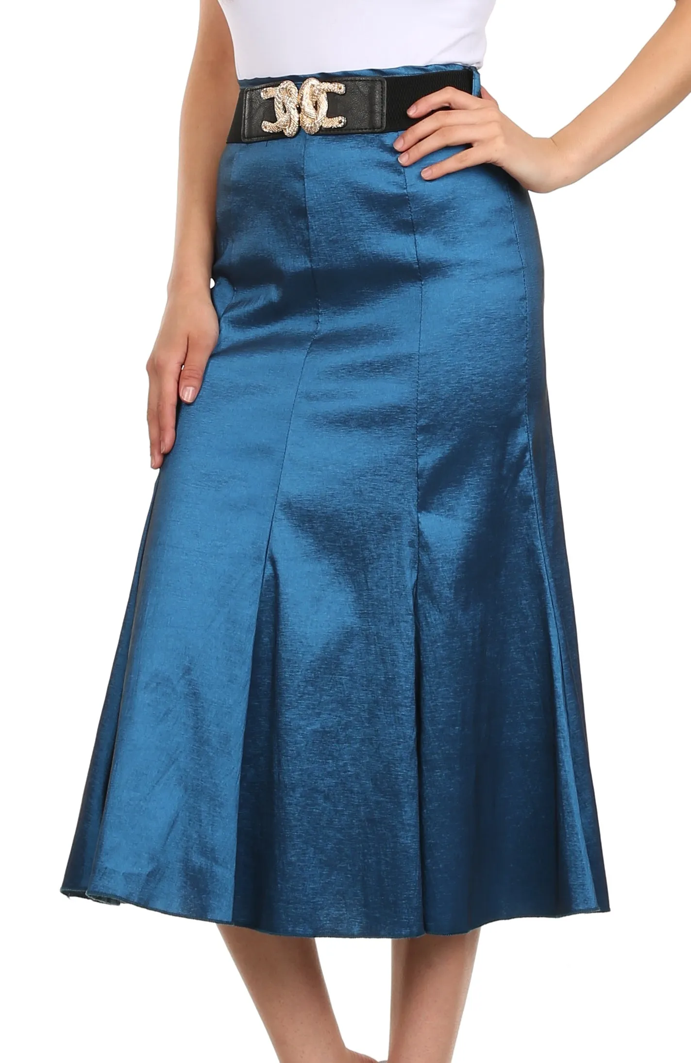 Sakkas Tiffany Tea Length Flared A-line Holiday Skirt