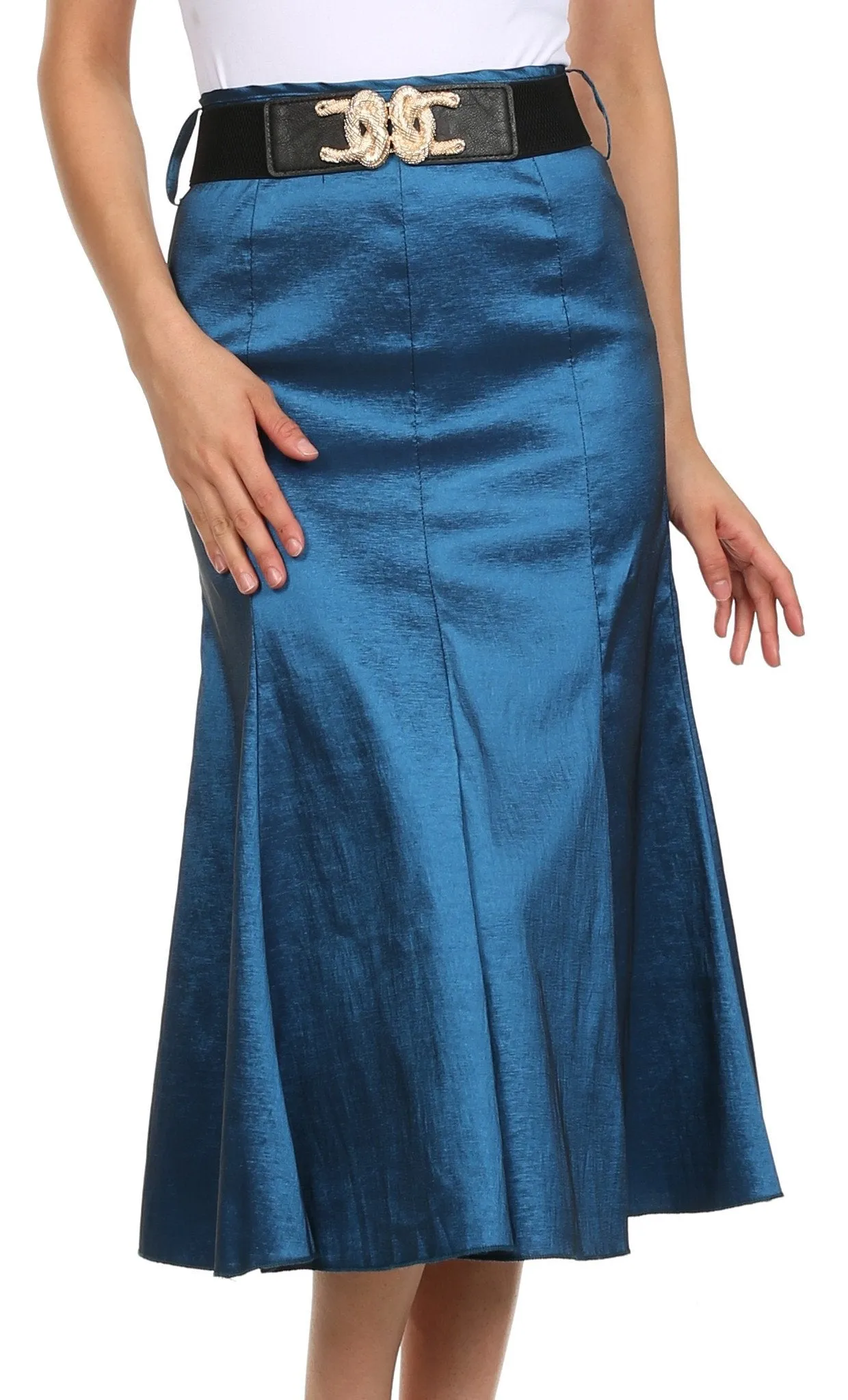 Sakkas Tiffany Tea Length Flared A-line Holiday Skirt