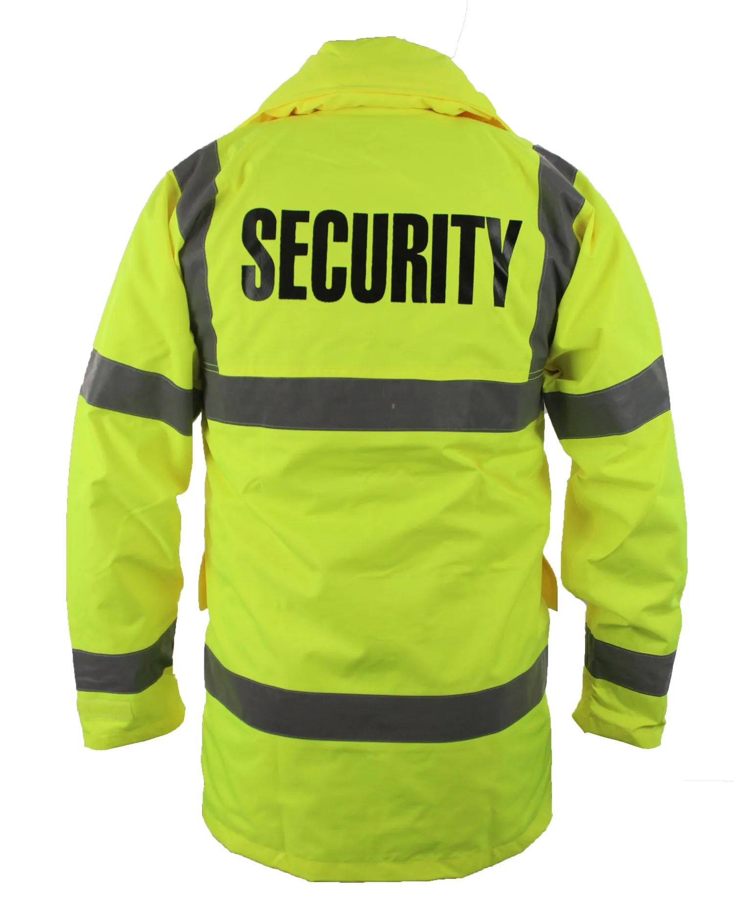 Security High Visibility Raincoat With Reflective Stripes (Lime Green)