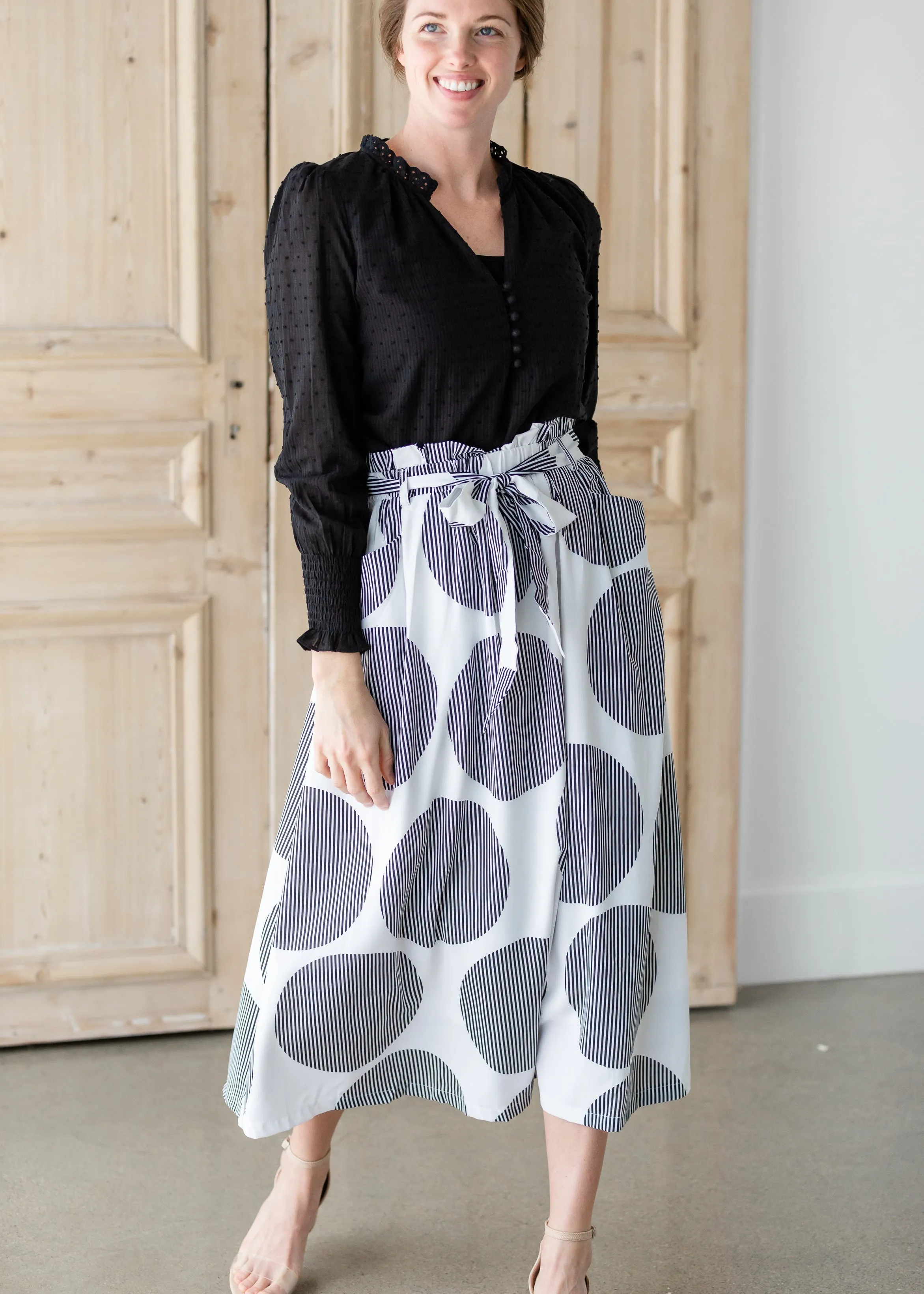 Self-Tie Polka Dot Midi Skirt - FINAL SALE