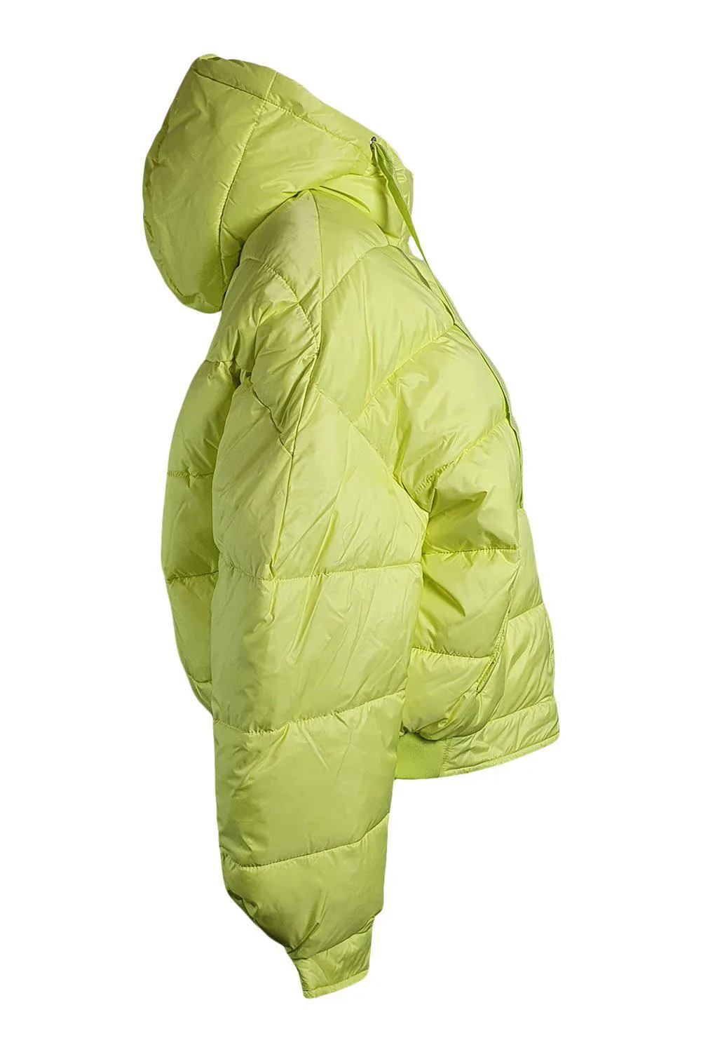 SET Urban Deluxe Neon Yellow Down Free Cropped Puffer Jacket (UK 6 | US 4 | FR 36)