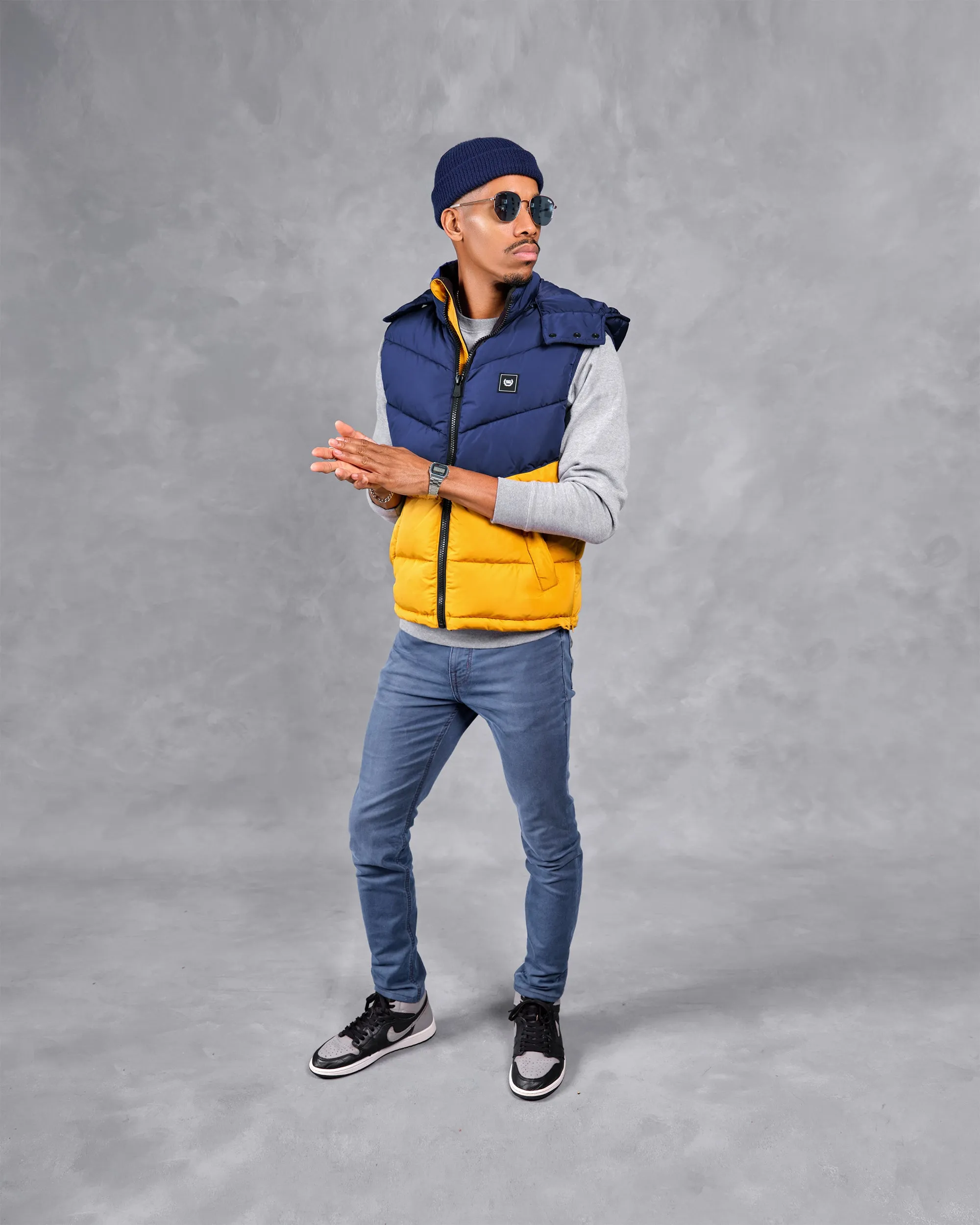 SG Puffer Vest - Mustard   Navy