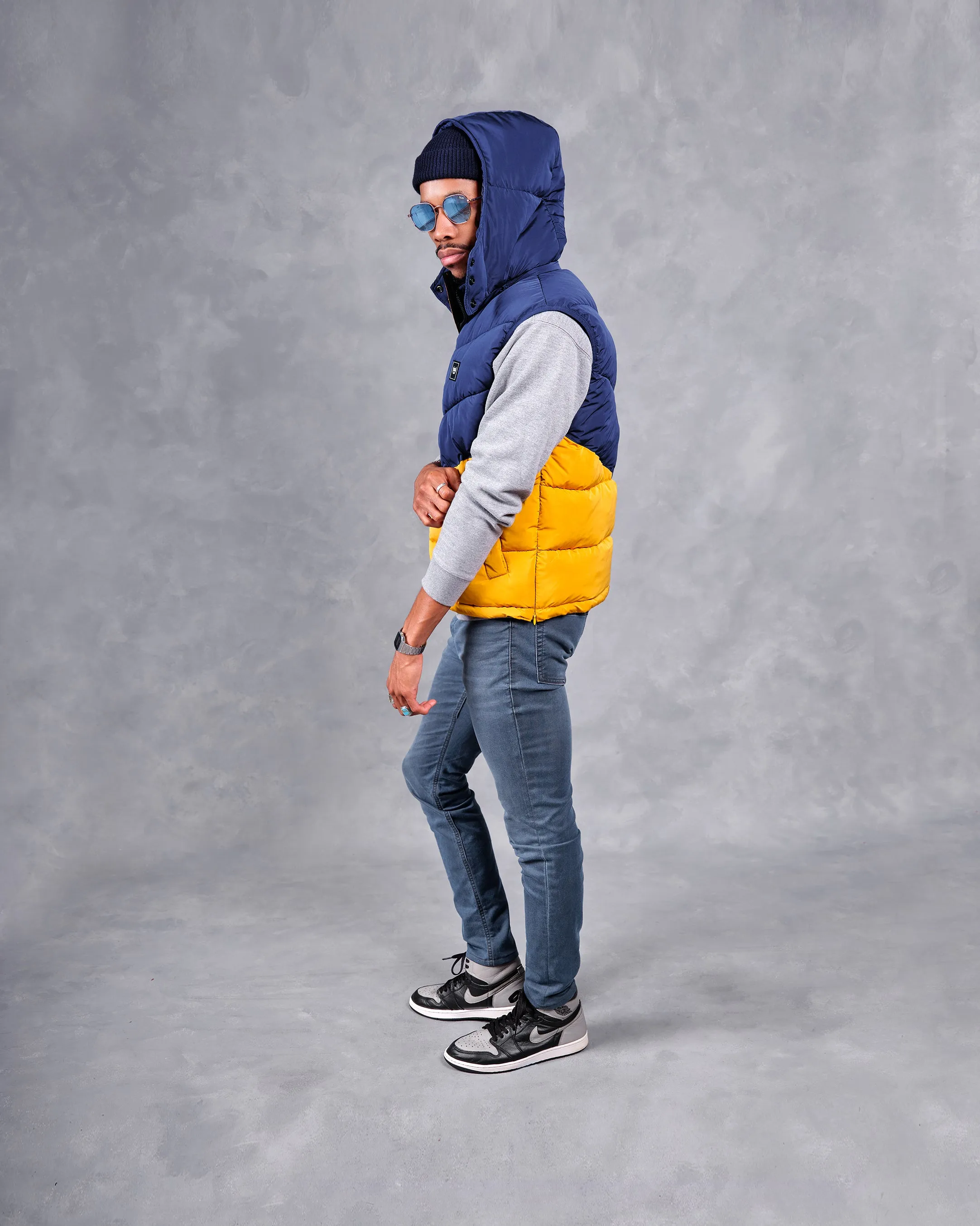 SG Puffer Vest - Mustard   Navy