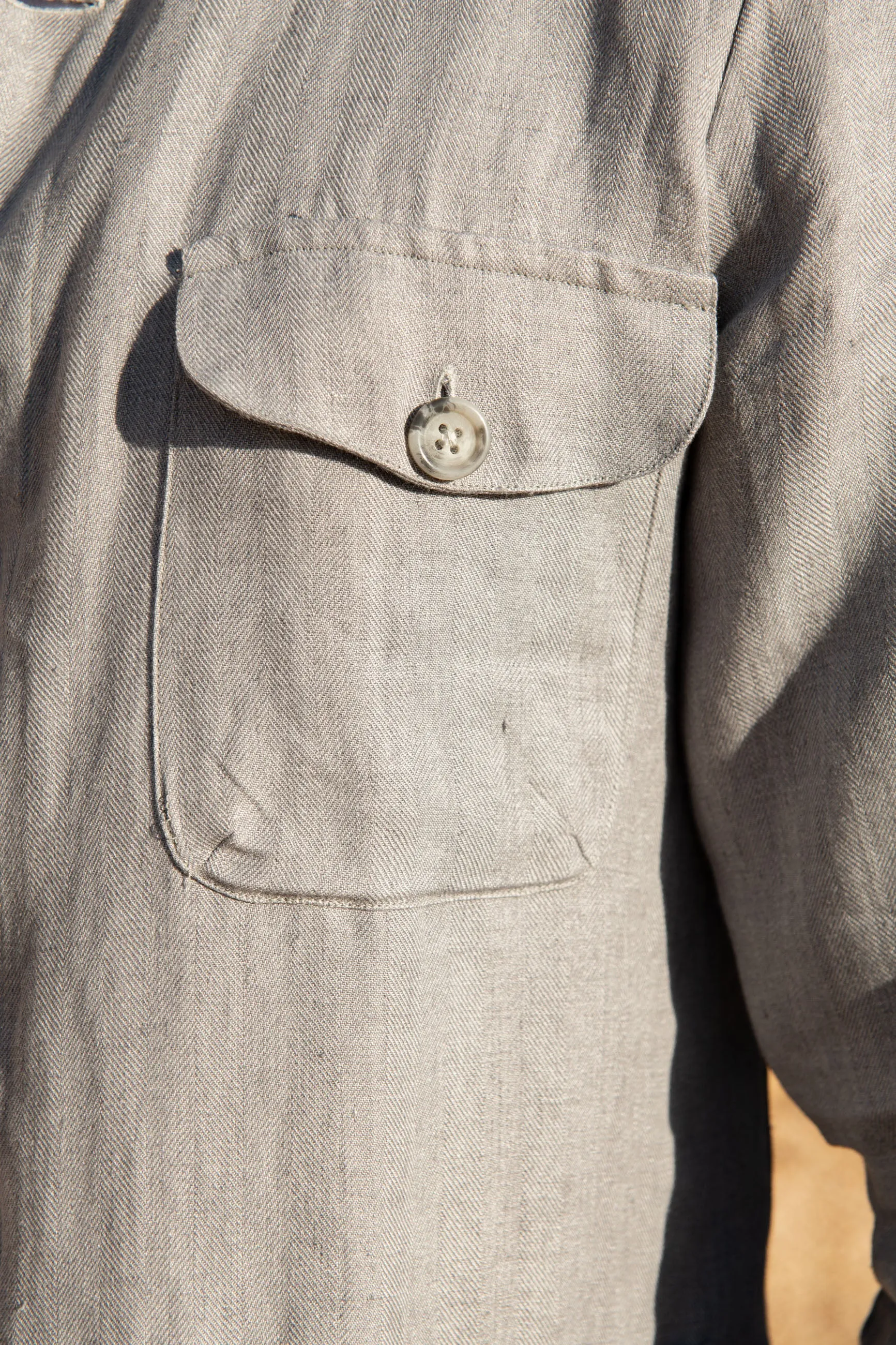 Sky grey herringbone linen Safari Jacket – Made in Italy